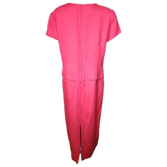 Jessica Howard Dress Womens Plus Size 18 Pink Embroidered Layered Look Linen - Picture 4 of 8